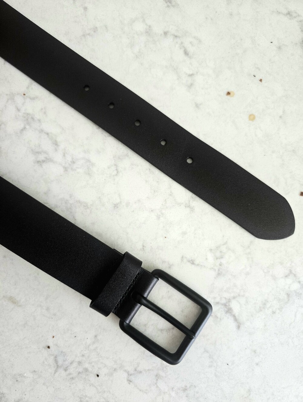 NWT NORDSTROM Men's Premium Leather Blaxk / Black Buckle Belt, Size 36